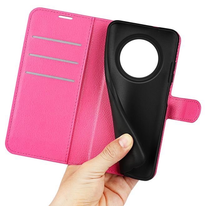 Oppo Reno12 F 5G Handy Hülle - Litchi Leder Bookcover Series - pink