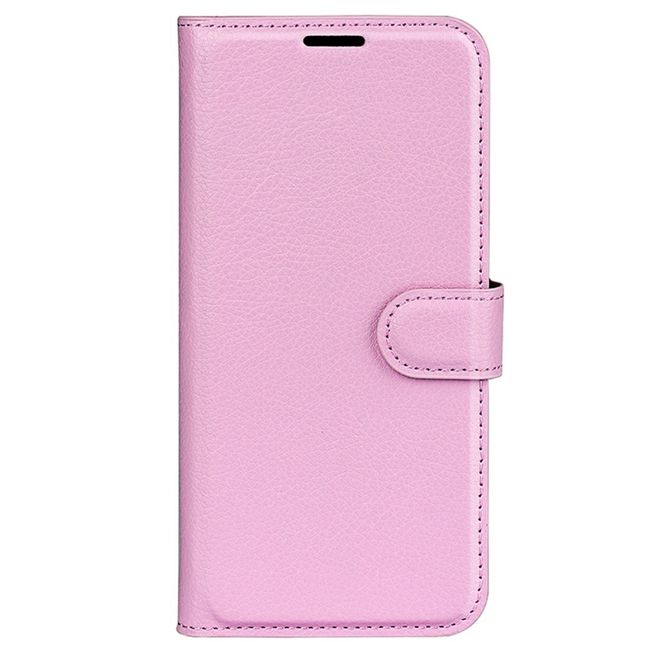 Oppo Reno12 F 5G Handy Hülle - Litchi Leder Bookcover Series - rosa