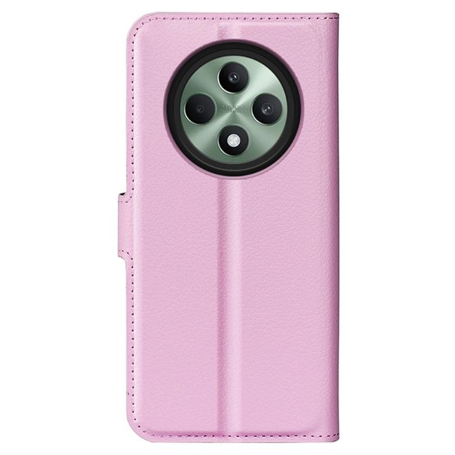 Oppo Reno12 F 5G Handy Hülle - Litchi Leder Bookcover Series - rosa