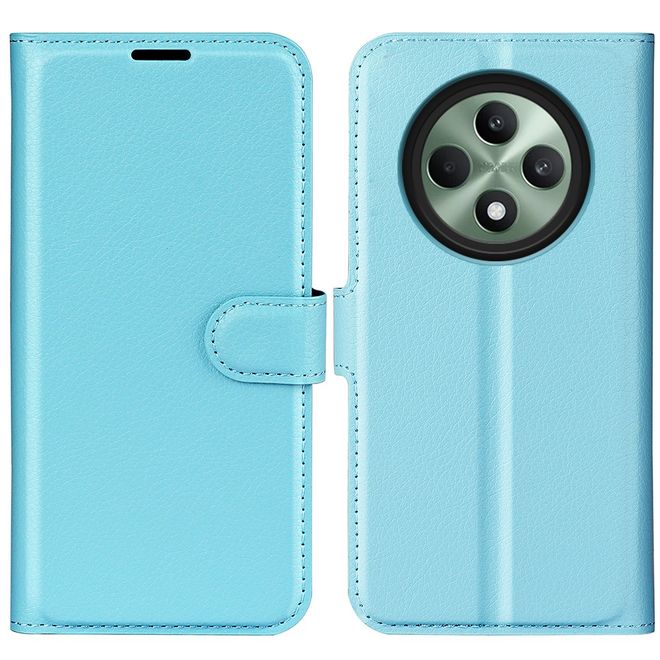 Oppo Reno12 F 5G Handy Hülle - Litchi Leder Bookcover Series - blau