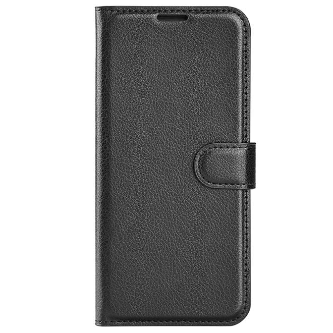 OnePlus Nord CE4 Lite 5G Handy Hülle - Litchi Leder Bookcover Series - schwarz
