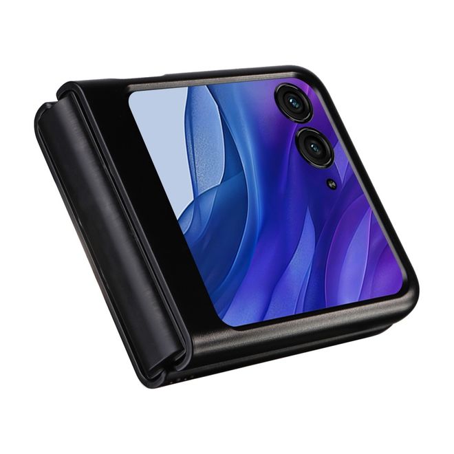 Motorola Razr 50 5G Handy Hülle - Litchi Leder Hardcase Series - schwarz