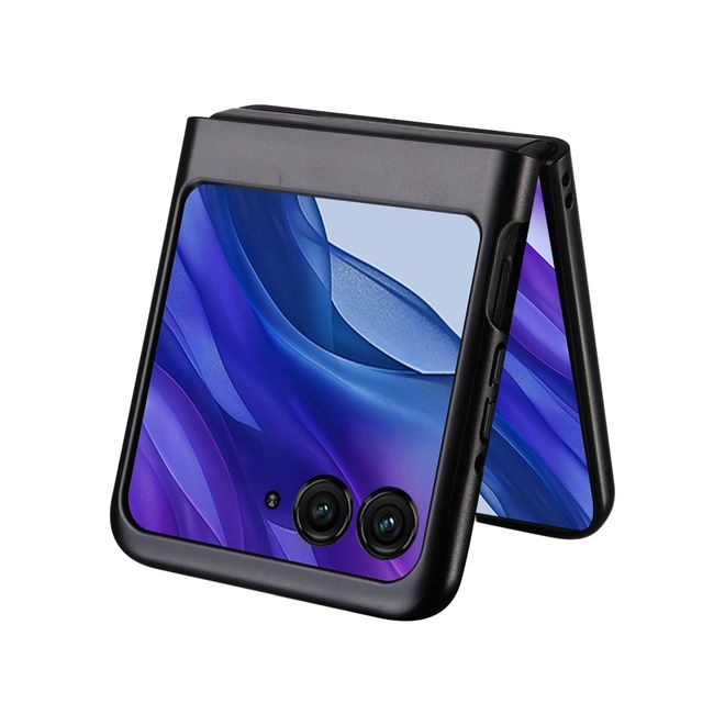 Motorola Razr 50 5G Handy Hülle - Litchi Leder Hardcase Series - schwarz