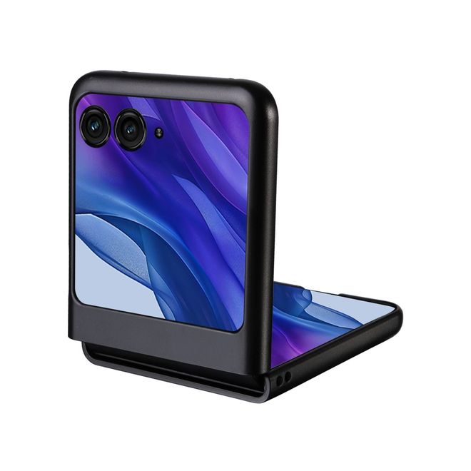 Motorola Razr 50 5G Handy Hülle - Litchi Leder Hardcase Series - schwarz