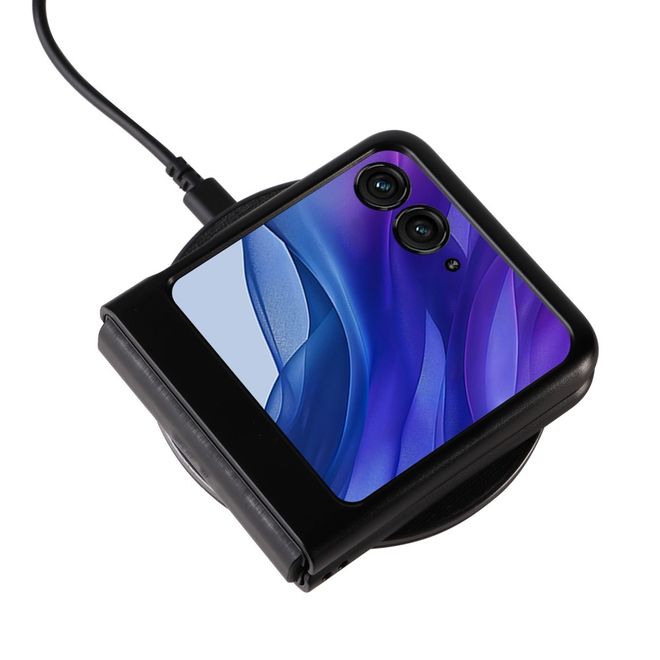 Motorola Razr 50 5G Handy Hülle - Litchi Leder Hardcase Series - schwarz