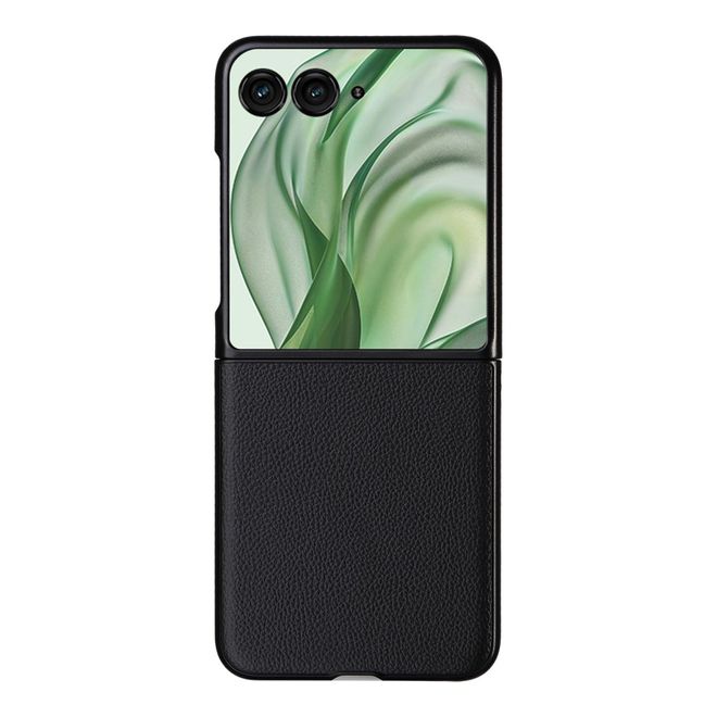 Motorola Razr 50 Ultra 5G Handy Hülle - Litchi Leder Hardcase Series - schwarz