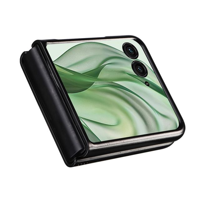Motorola Razr 50 Ultra 5G Handy Hülle - Litchi Leder Hardcase Series - schwarz