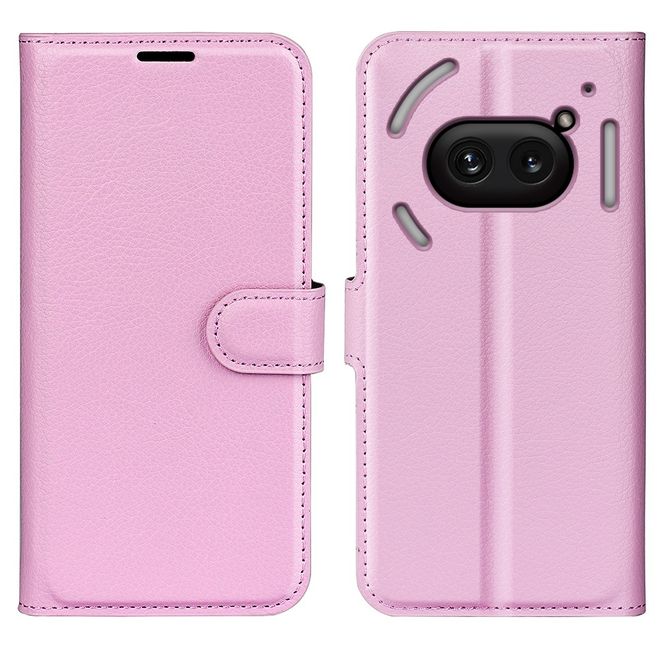 Nothing Phone (2a) / (2a) Plus Handy Hülle - Litchi Leder Bookcover Series - rosa