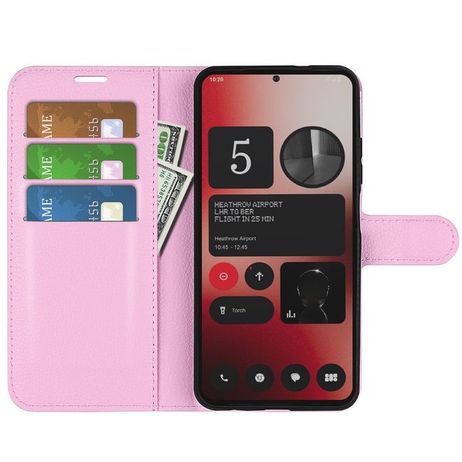 Nothing Phone (2a) / (2a) Plus Handy Hülle - Litchi Leder Bookcover Series - rosa