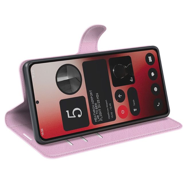 Nothing Phone (2a) / (2a) Plus Handy Hülle - Litchi Leder Bookcover Series - rosa