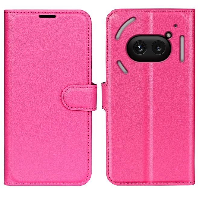 Nothing Phone (2a) / (2a) Plus Handy Hülle - Litchi Leder Bookcover Series - pink