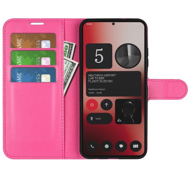 Nothing Phone (2a) / (2a) Plus Handy Hülle - Litchi Leder Bookcover Series - pink