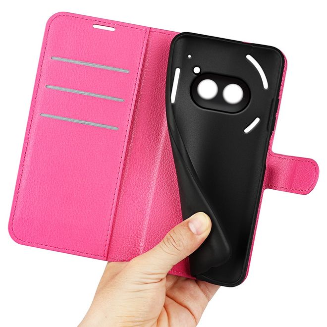 Nothing Phone (2a) / (2a) Plus Handy Hülle - Litchi Leder Bookcover Series - pink