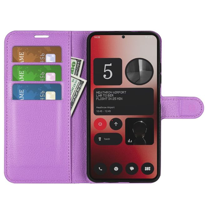 Nothing Phone (2a) / (2a) Plus Handy Hülle - Litchi Leder Bookcover Series - purpur
