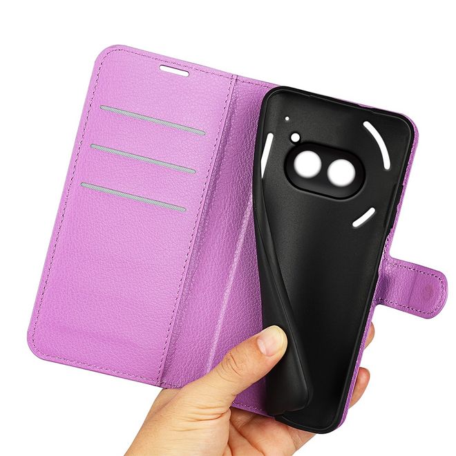 Nothing Phone (2a) / (2a) Plus Handy Hülle - Litchi Leder Bookcover Series - purpur