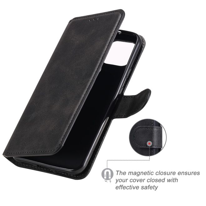 Google Pixel 5 Handy Hülle - Classic II Leder Bookcover Series - schwarz