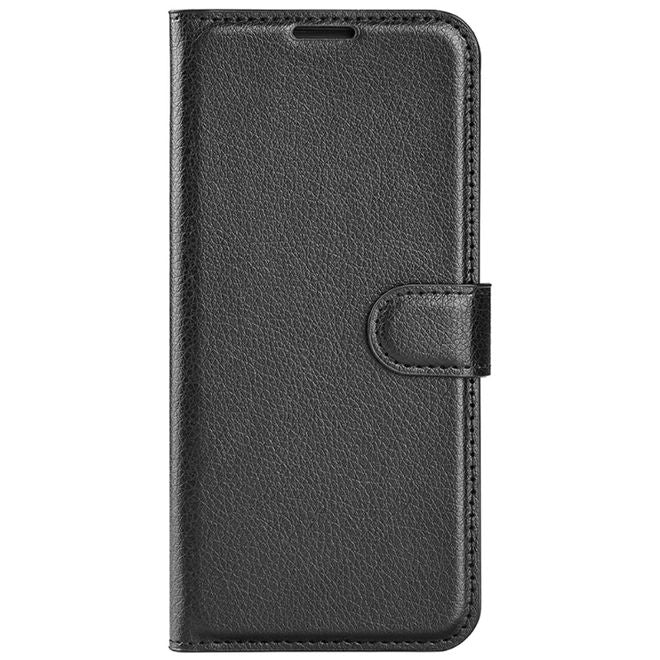 iPhone 16 Pro Max Handy Hülle - Litchi Leder Bookcover Series - schwarz