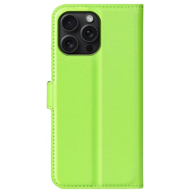 Étui pour iPhone 16 Pro Max - Collection Litchi Leather Bookcover - Vert