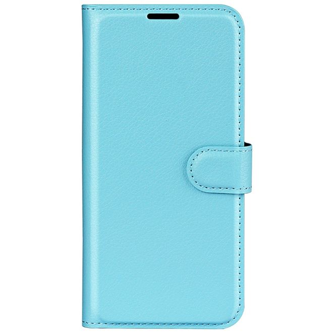 iPhone 16 Pro Handy Hülle - Litchi Leder Bookcover Series - blau