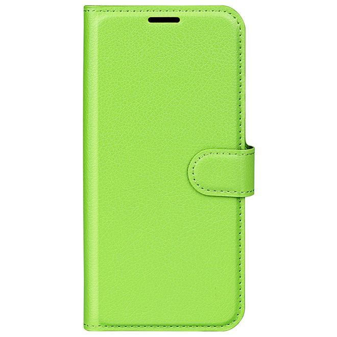 iPhone 16 Pro Handy Hülle - Litchi Leder Bookcover Series - grün