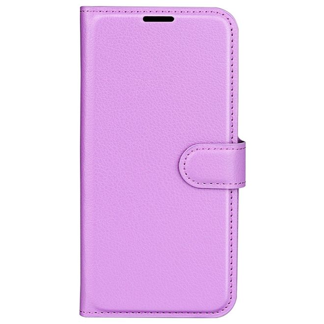 iPhone 16 Pro Handy Hülle - Litchi Leder Bookcover Series - purpur