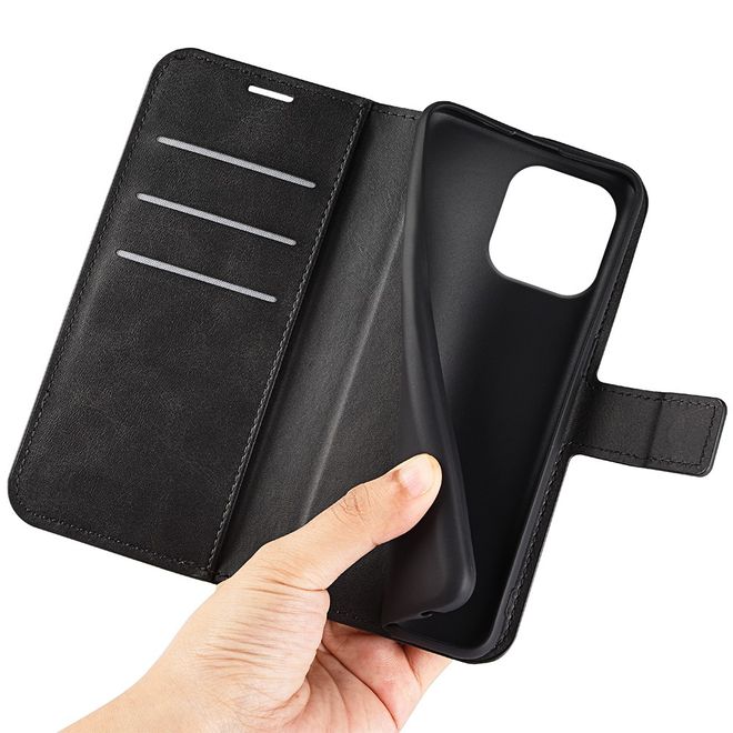 iPhone 16 Pro Handy Hülle - Classic II Leder Bookcover Series - schwarz