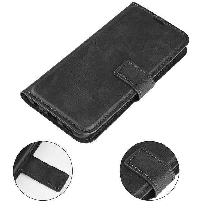 iPhone 16 Pro Handy Hülle - Classic II Leder Bookcover Series - schwarz