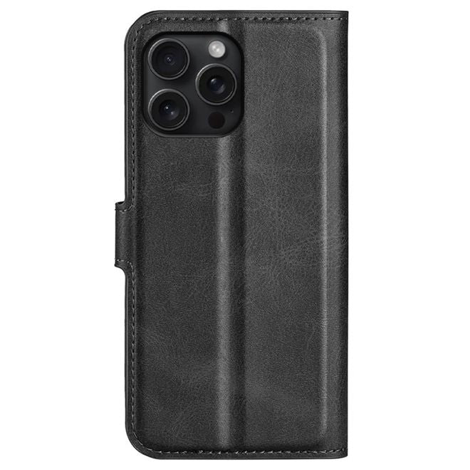 iPhone 16 Pro Handy Hülle - Classic II Leder Bookcover Series - schwarz