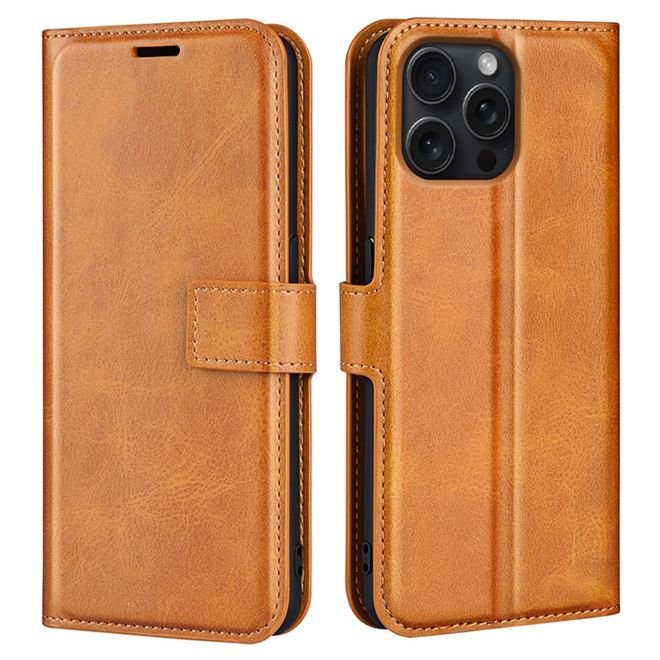 iPhone 16 Pro Handy Hülle - Classic II Leder Bookcover Series - gelb