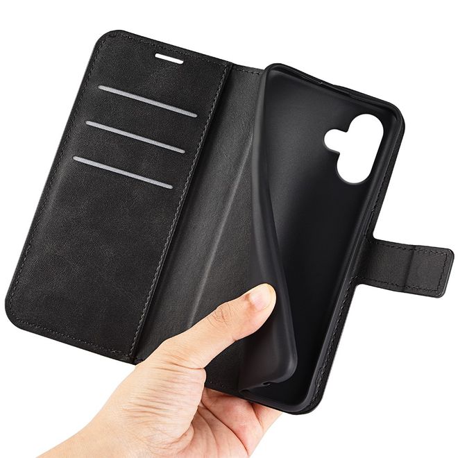 iPhone 16 Plus Phone Case - Classic II Leather Bookcover Series - Black
