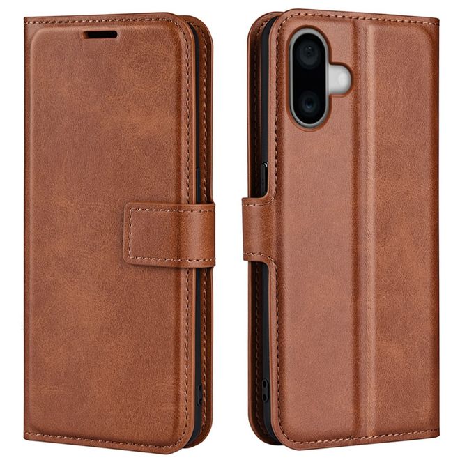 iPhone 16 Plus Phone Case - Classic II Leather Bookcover Series - Light Brown
