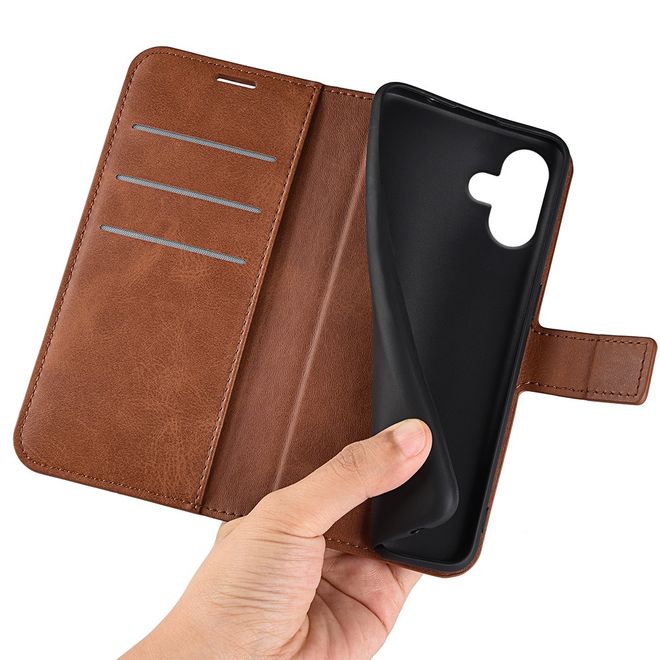 iPhone 16 Plus Phone Case - Classic II Leather Bookcover Series - Light Brown
