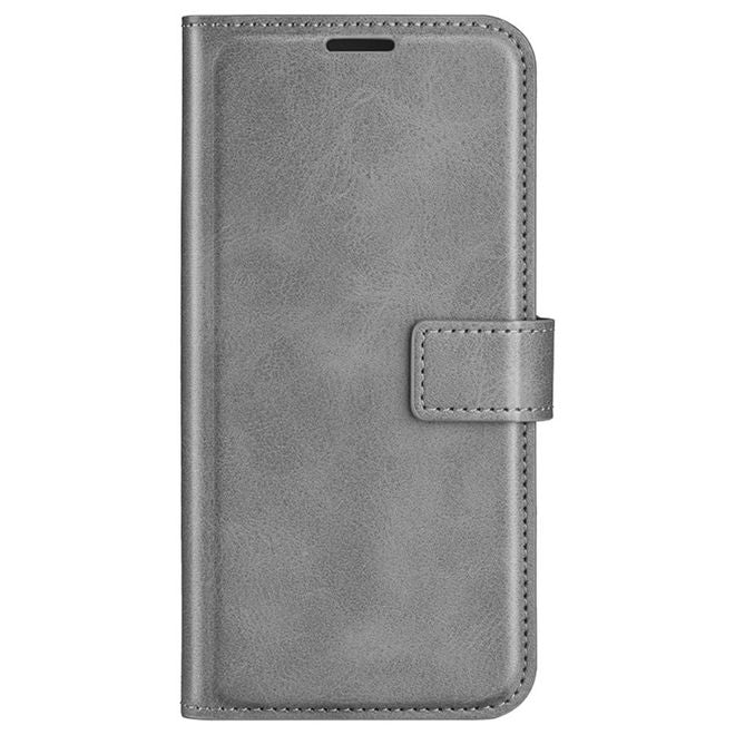 iPhone 16 Phone Case - Classic II Leather Bookcover Series - Grey