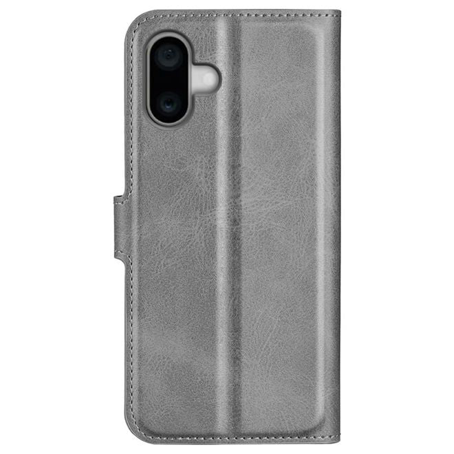 iPhone 16 Phone Case - Classic II Leather Bookcover Series - Grey