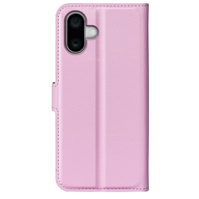 Étui pour iPhone 16 - Collection Litchi Leather Bookcover - Rose