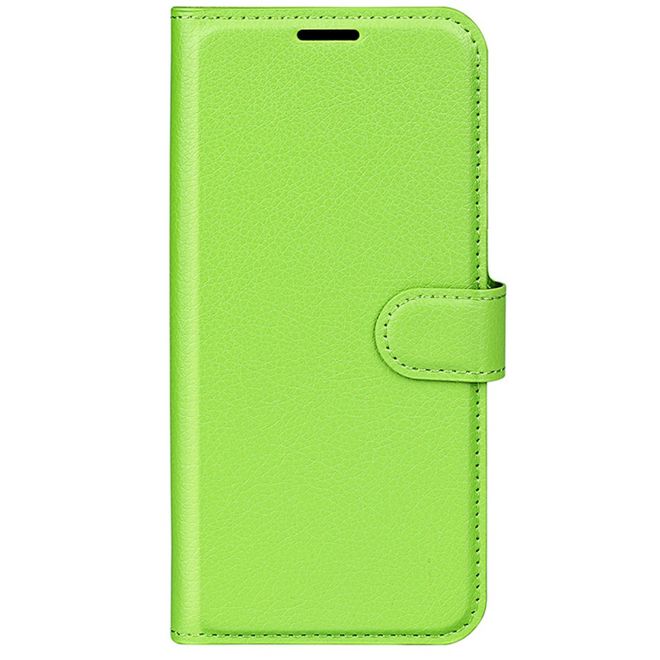 Étui pour iPhone 16 - Collection Litchi Leather Bookcover - Vert