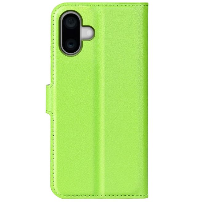 Étui pour iPhone 16 - Collection Litchi Leather Bookcover - Vert