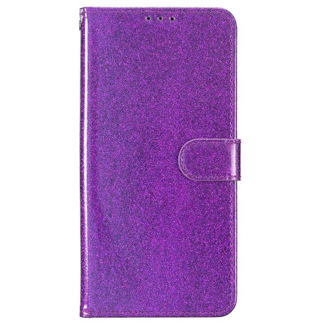 Étui pour iPhone 16 Plus - Couverture en cuir pailleté - Collection Bling en cuir PU - Violet