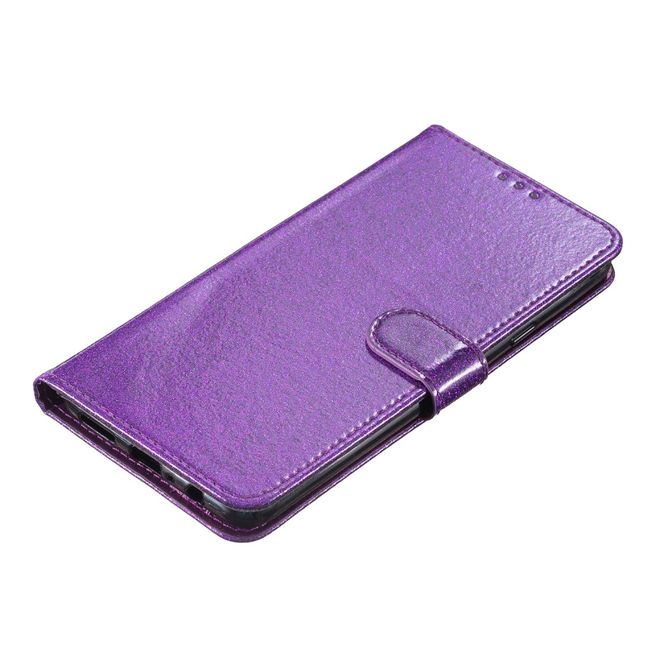 iPhone 16 Pro Phone Case - Glitter Leather Book Cover - PU Leather Bling Series - Purple