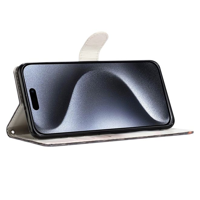 iPhone 16 Pro Phone Case - Leather Book Cover Image Series - Blue Butterfly