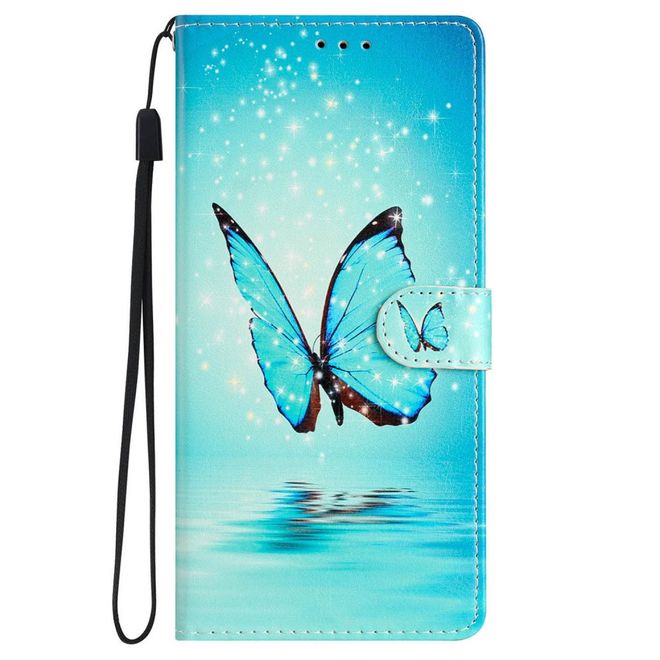 iPhone 16 Pro Phone Case - Leather Book Cover Image Series - Blue Butterfly