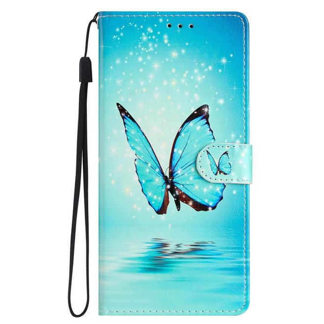 Étui pour iPhone 16 Pro Max - Collection Livre en Cuir - Papillon Bleu