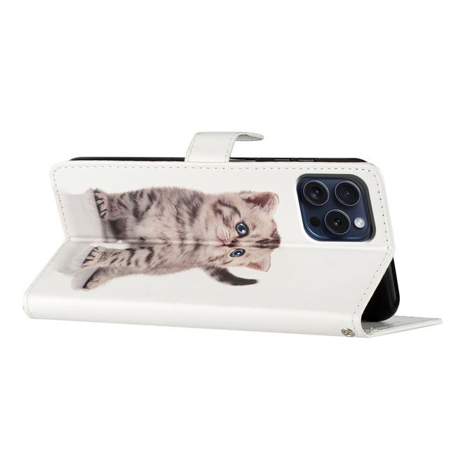 iPhone 16 Pro Max Phone Case - Leather Book Cover Image Series - Cute Cat