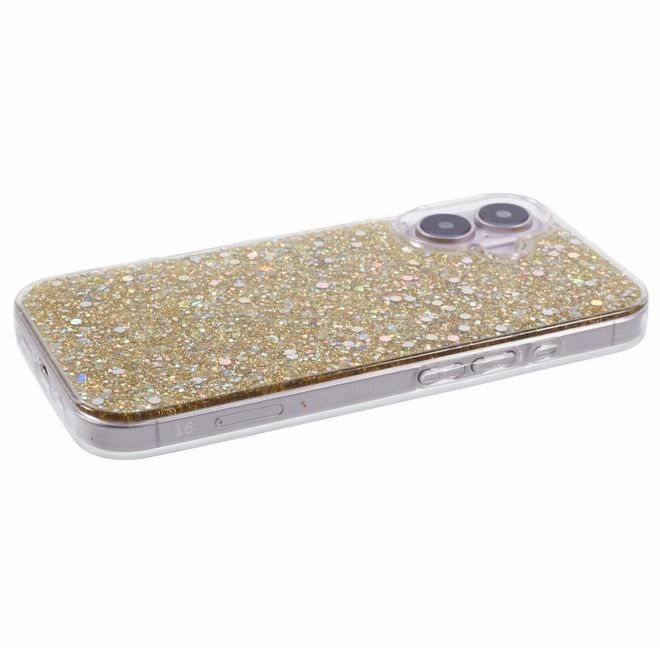 iPhone 16 Phone Case - Glitter TPU Softcase Series - Gold