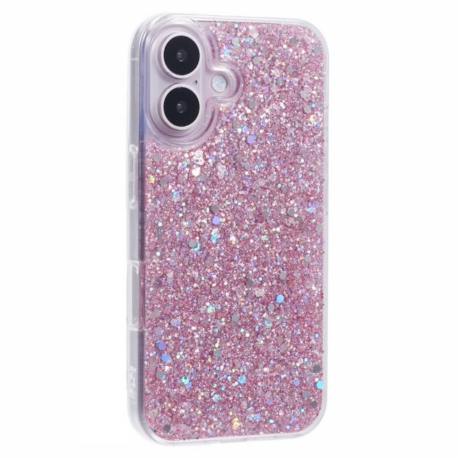 Coque pour iPhone 16 - Série coque souple en TPU pailleté - Rose