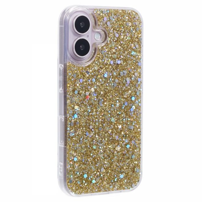 iPhone 16 Plus Phone Case - Glitter TPU Softcase Series - Gold
