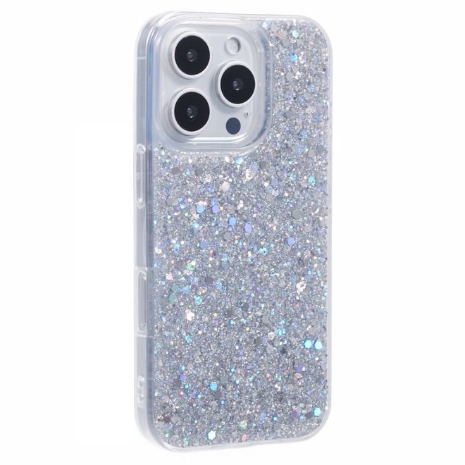 Coque pour iPhone 16 Pro Max - Série coque souple en TPU pailleté - Argent