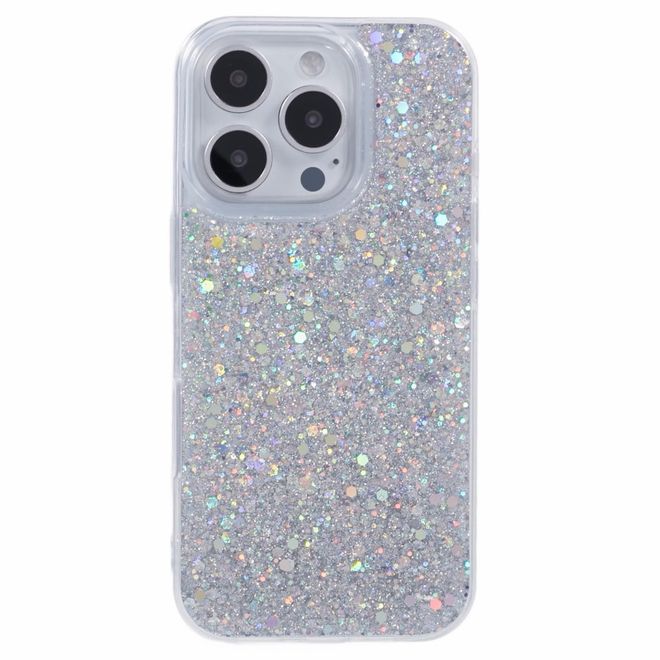 Coque pour iPhone 16 Pro Max - Série coque souple en TPU pailleté - Argent