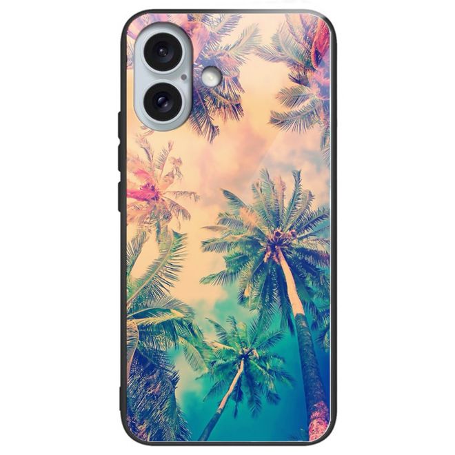 iPhone 16 Case - Tempered Glass Hardcase with Soft TPU Edges - Tree