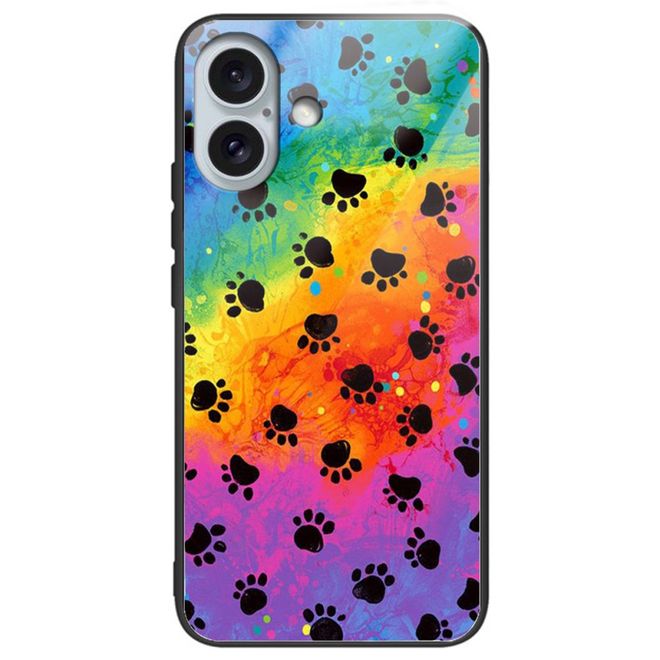 iPhone 16 Case - Tempered Glass Hardcase with Soft TPU Edges - Footprint